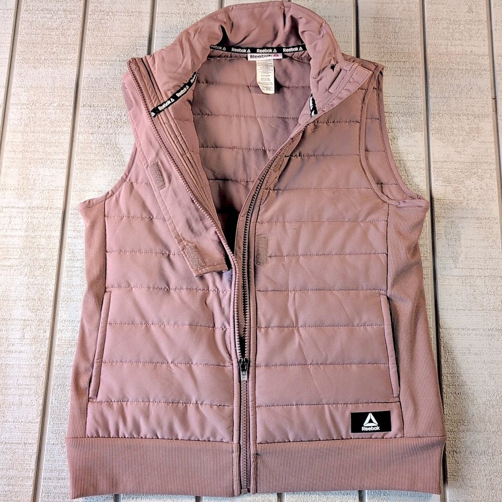 Reebok Puffer Vest Women's S Petite Brown Quilted Insulated Sleeveless - Jacket - Picture 7 of 8